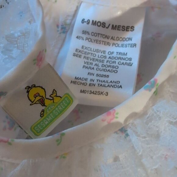Sesame Street Y2K Infant Girls White Floral Dress Bloomers Lace‎ Ruffle - Picture 2 of 9